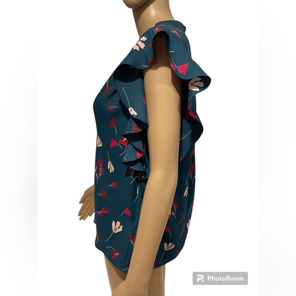 NWOT JOIE MSRP $198 Ashtina Floral Flounce Blouse Size S Short Sleeve - Picture 2 of 4